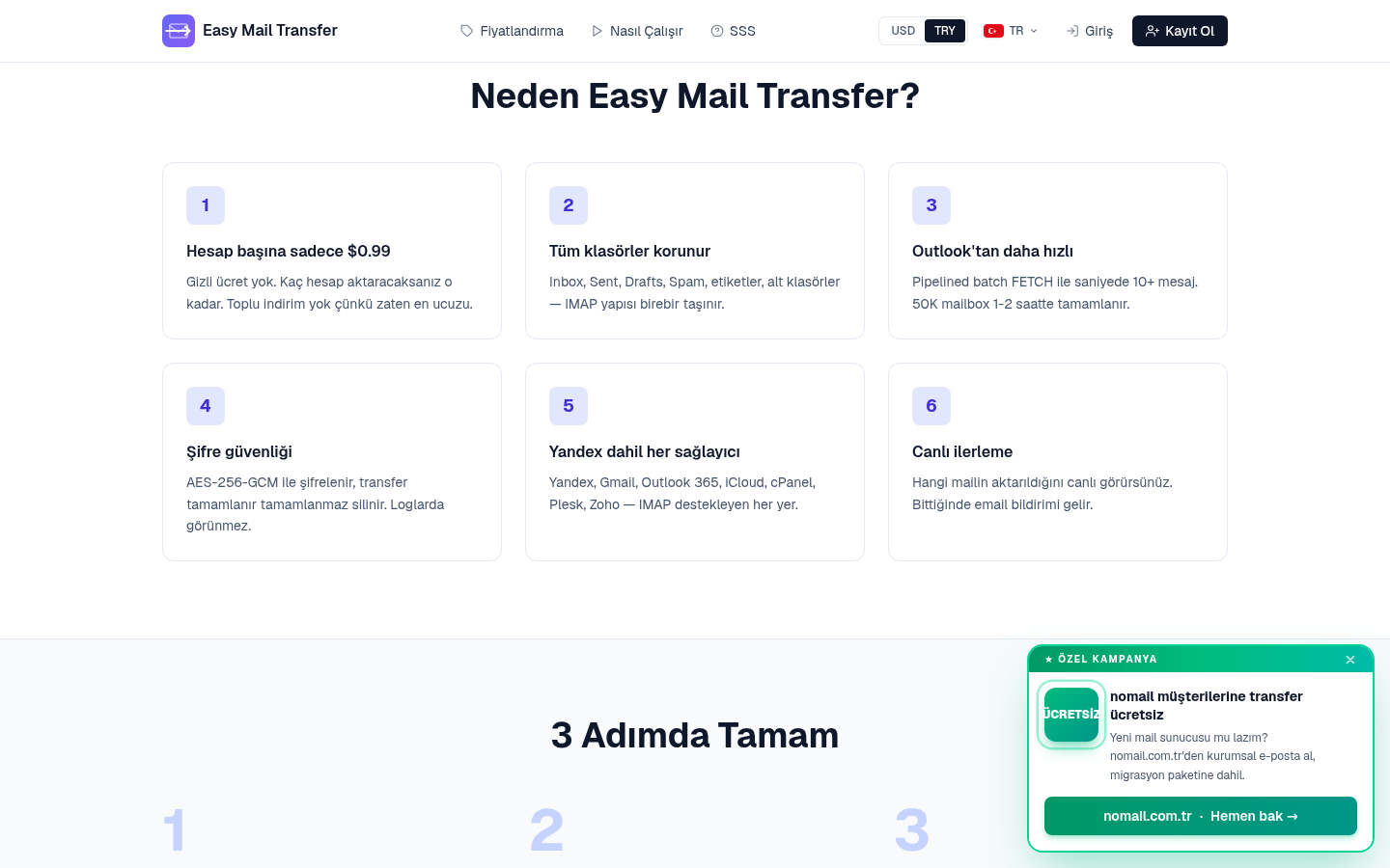Easy Mail Transfer — features